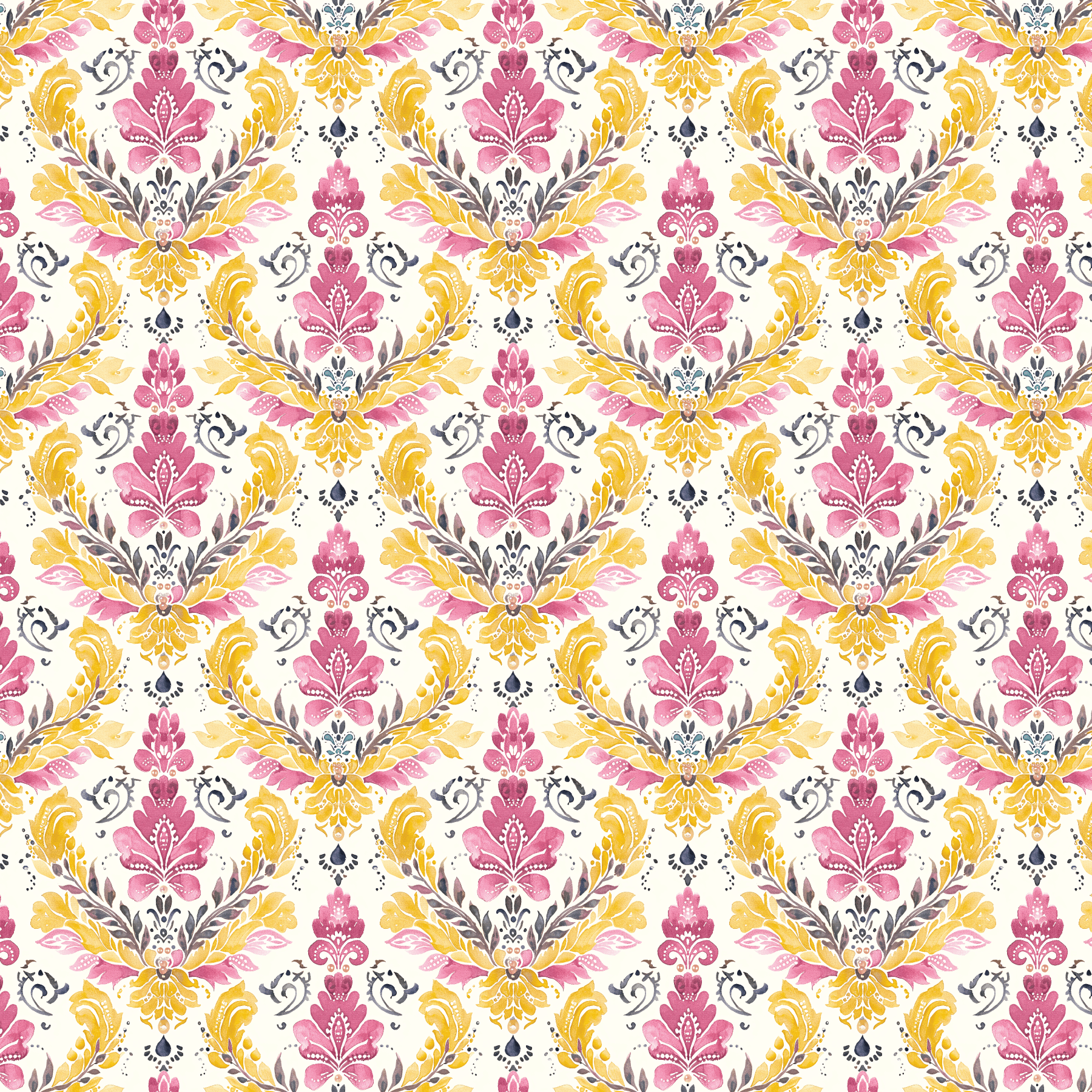 Damask Yellow & Pink Pattern Acrylic Sheets - CMB Pattern Acrylic